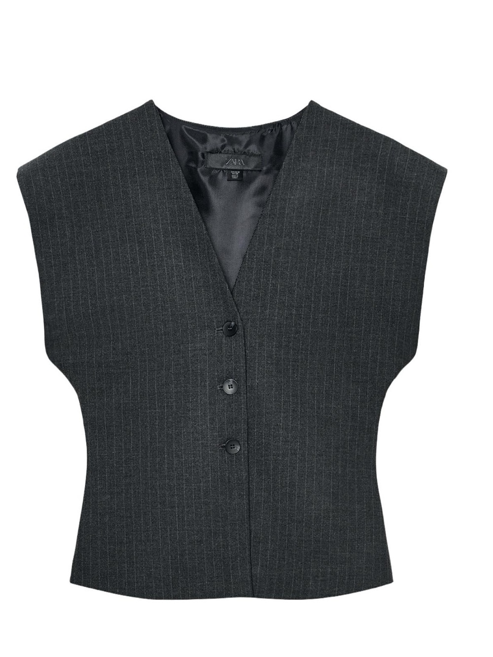 Zara Charcoal Pinstripe Sleeveless Button Vest